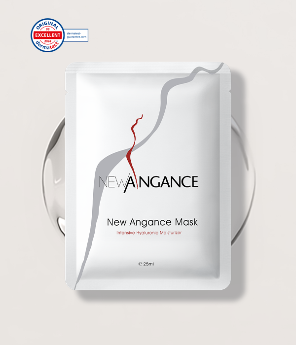 New Angance mask packaging on a light gray background