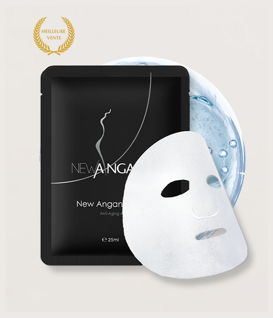 New Anga anti-aging face mask with packaging on a light beige background