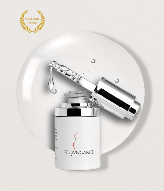 Skincare product with dropper and 'Neuvangance' branding on a white background